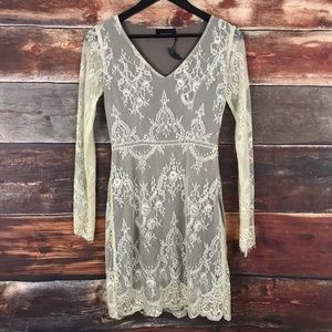 Lace sheer hippy chic boho festival dress short
